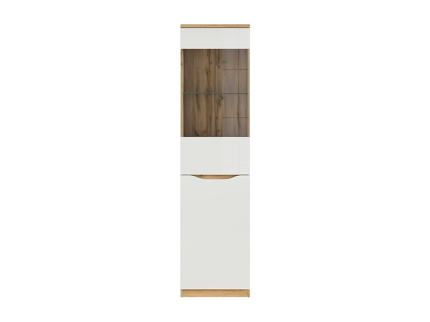 Vitrina de 1 porta June Branco e Madeira