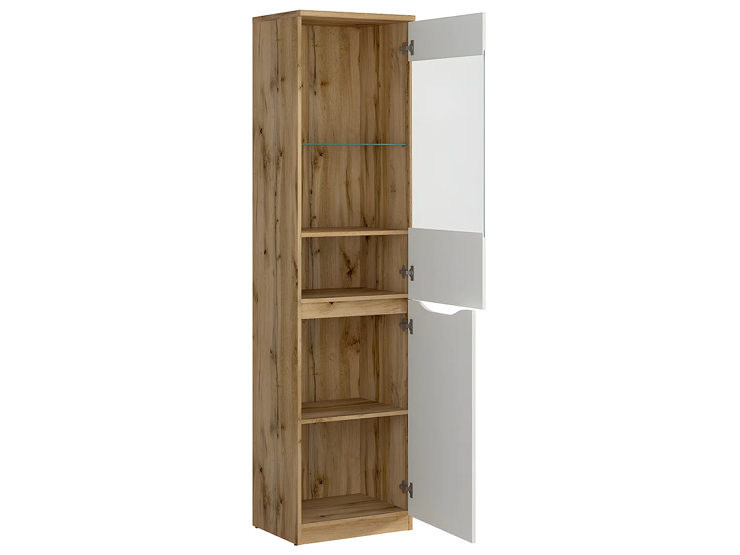 Vitrina de 1 porta June Branco e Madeira