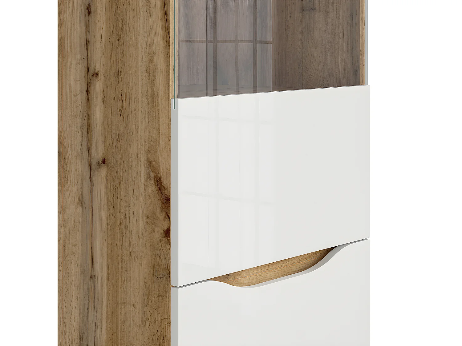 Vitrina de 1 porta June Branco e Madeira