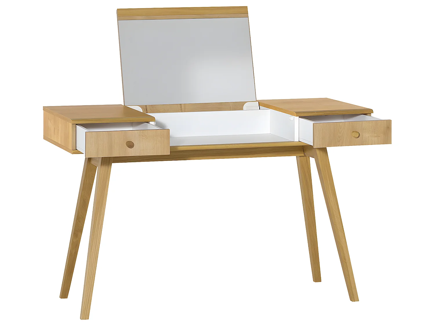 Coiffeuse bureau avec miroir Nature Bois