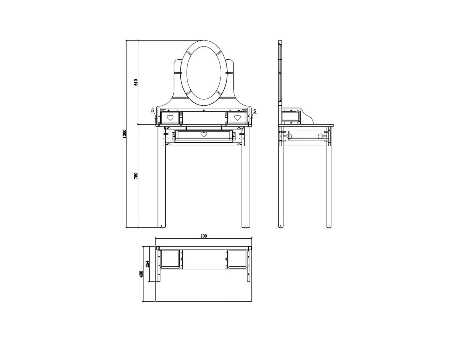 Coiffeuse "Amori" Blanc