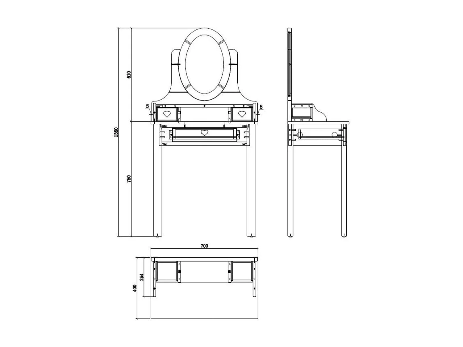 Coiffeuse "Amori" Blanc