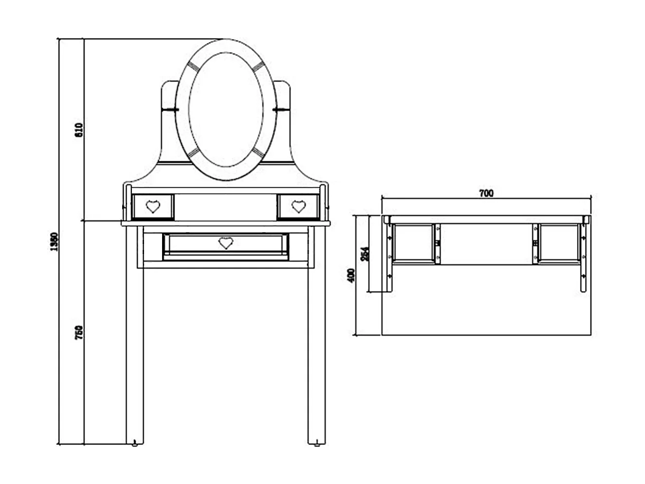 Coiffeuse "Amori" Blanc