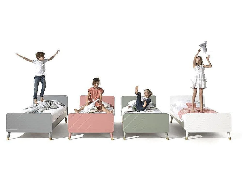 Cama infantil 90x200 cm con base de madera tierra rosa satinado Funy