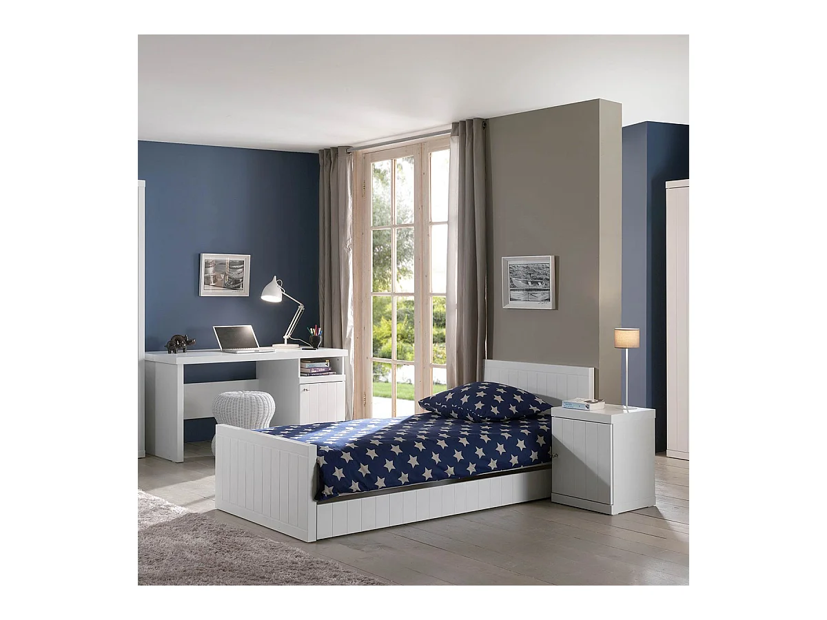 Cama Robin de madera lacada en blanco 120x200 cm