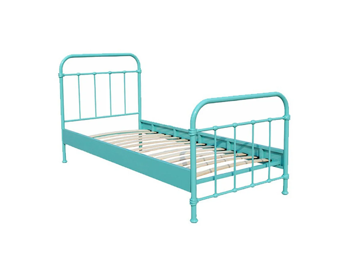 Lit Enfant Métal "New York" 90x200cm Turquoise