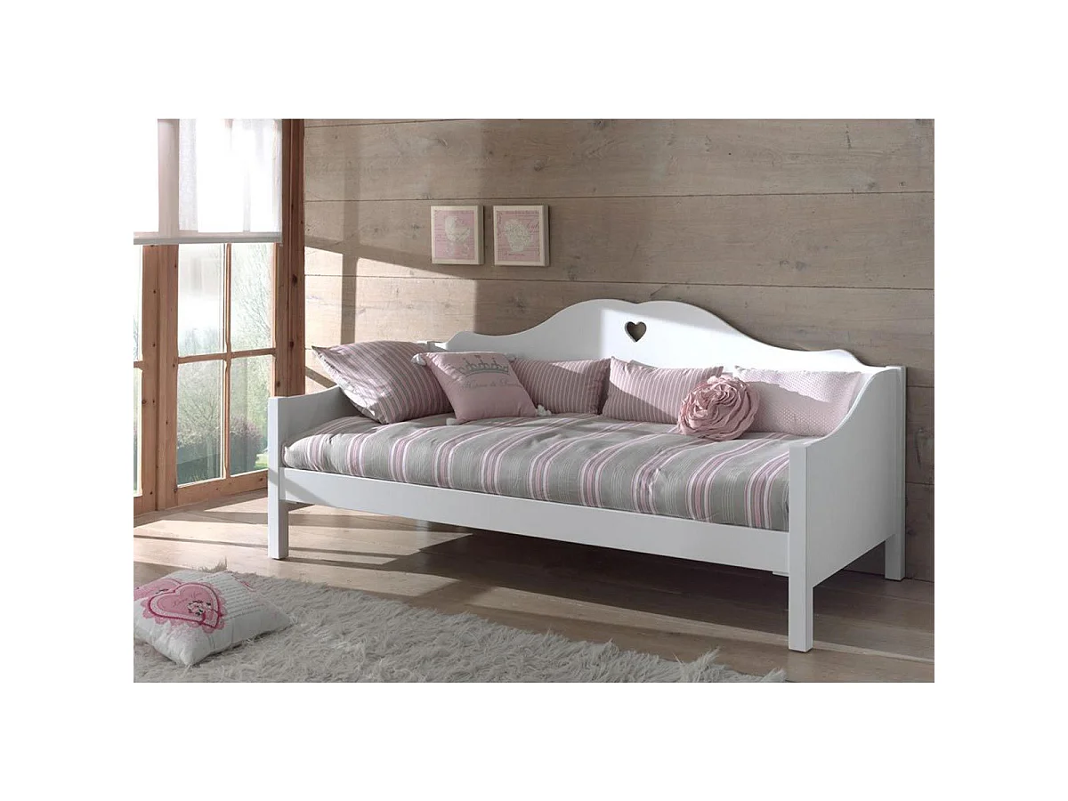 Pack - Lit Banquette Enfant & Sommier "Amori" 90x200cm Blanc