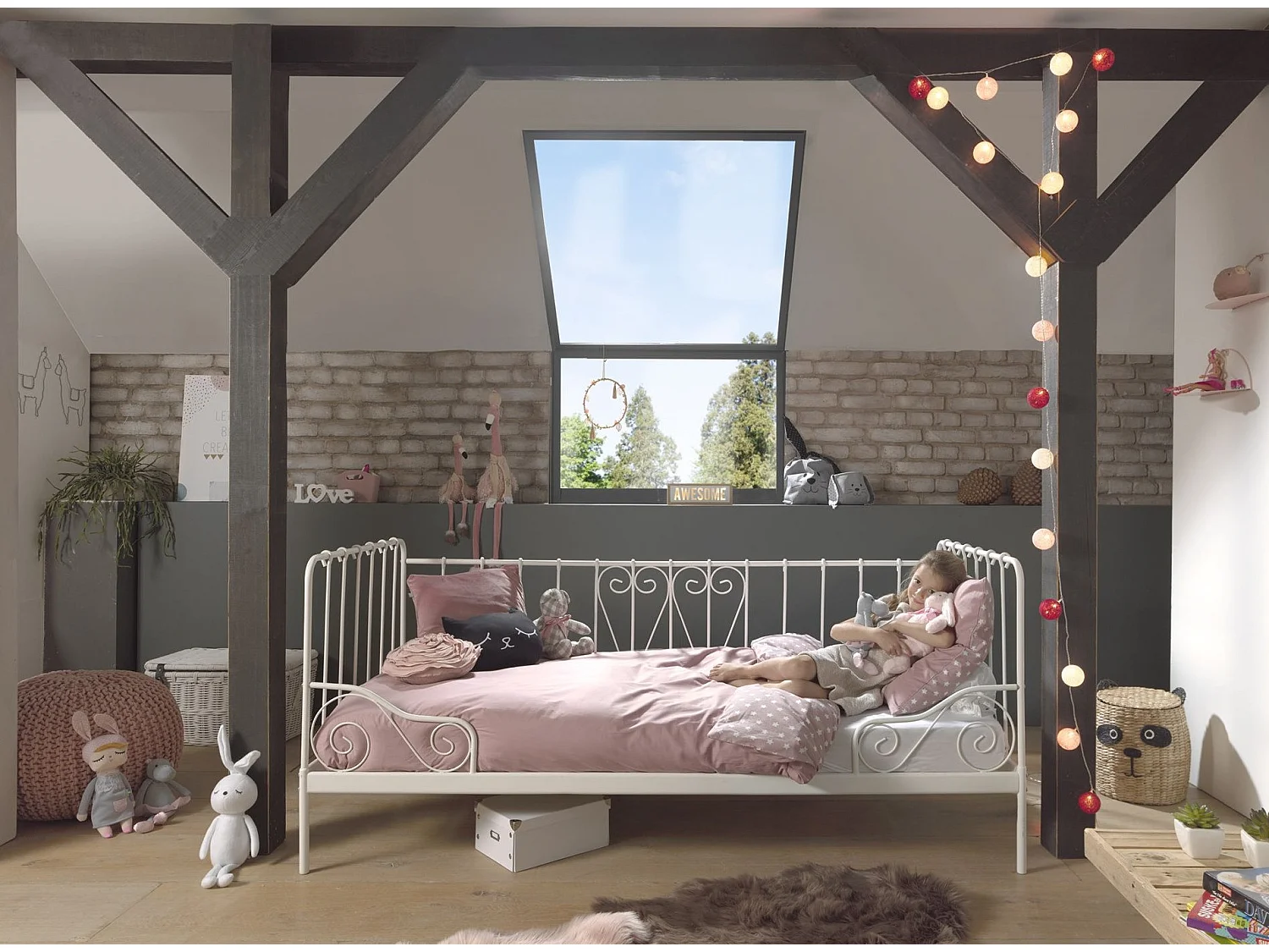 Alice wit metalen bedbank 90x200 cm