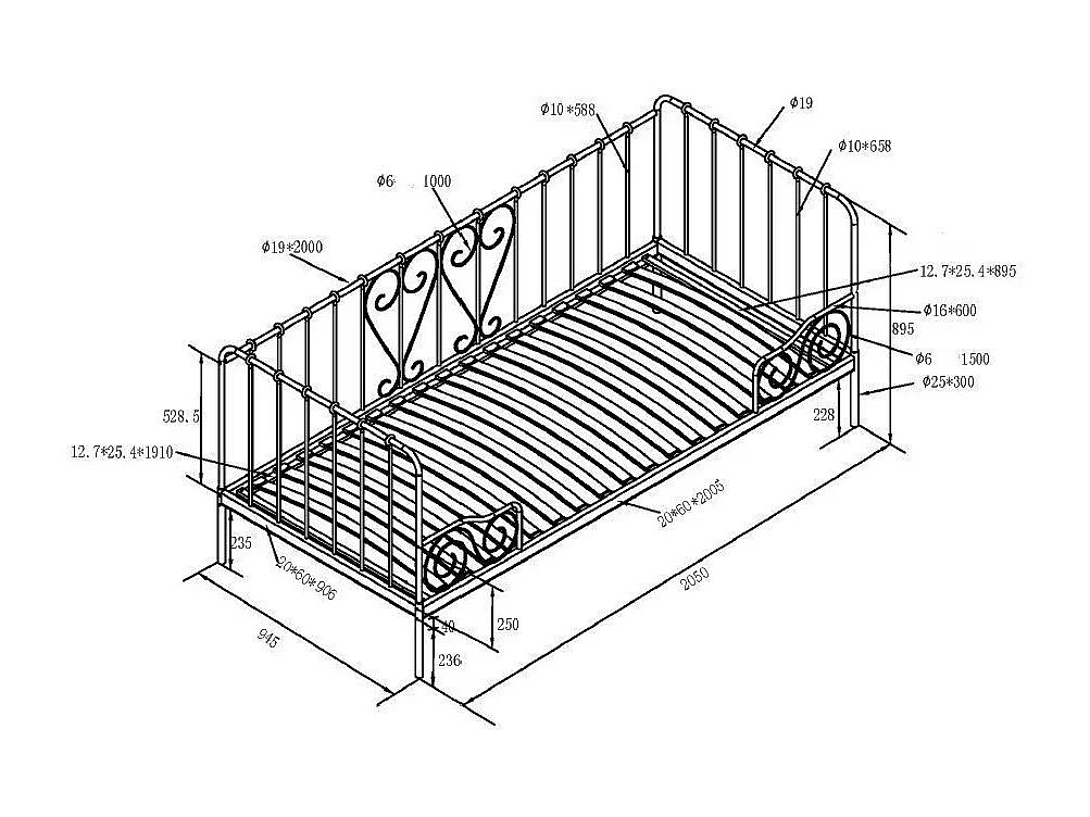 Alice wit metalen bedbank 90x200 cm