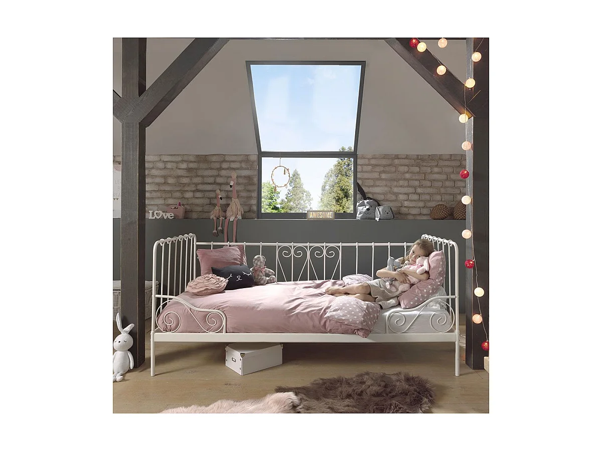 Alice wit metalen bedbank 90x200 cm