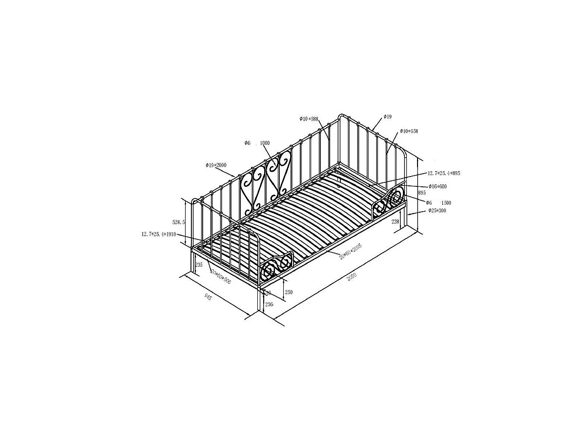 Alice wit metalen bedbank 90x200 cm
