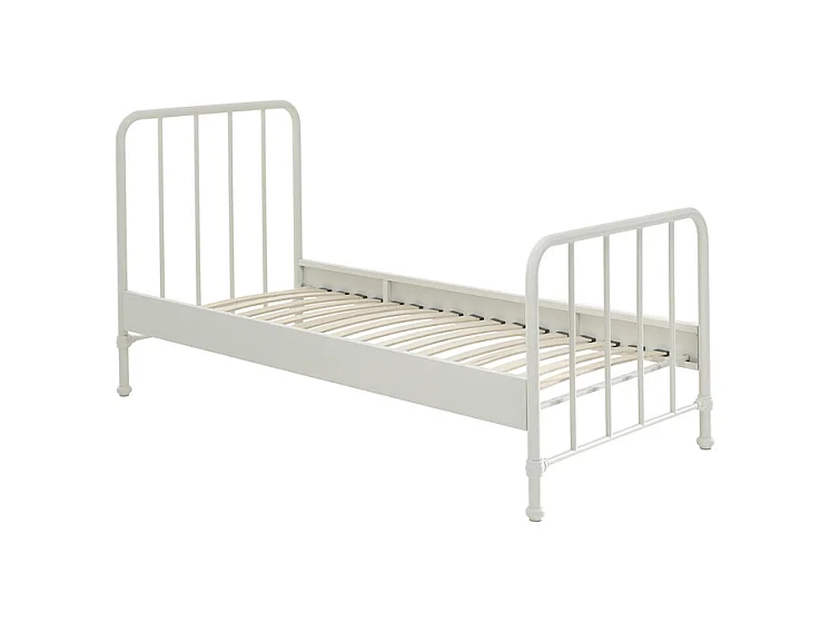 Cama individual Bronx de metal blanco mate 90x200 cm