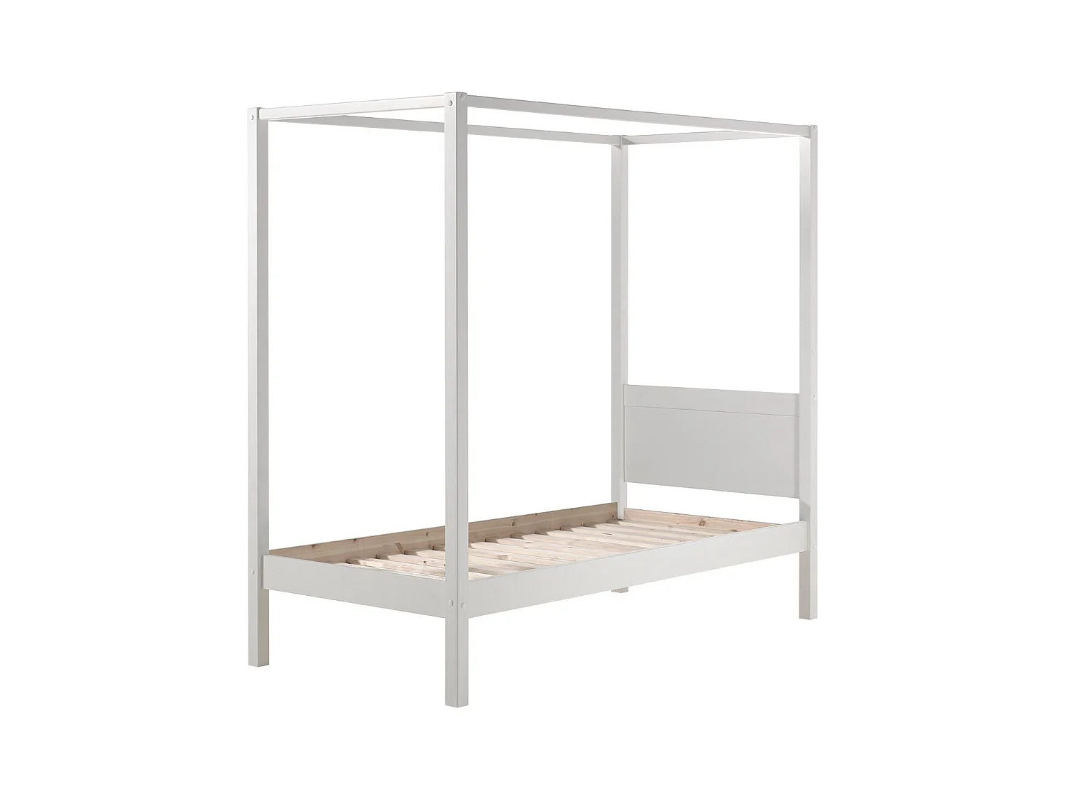 Lit Enfant à Baldaquin & Voile "Pino" 90x200cm Blanc & Rose