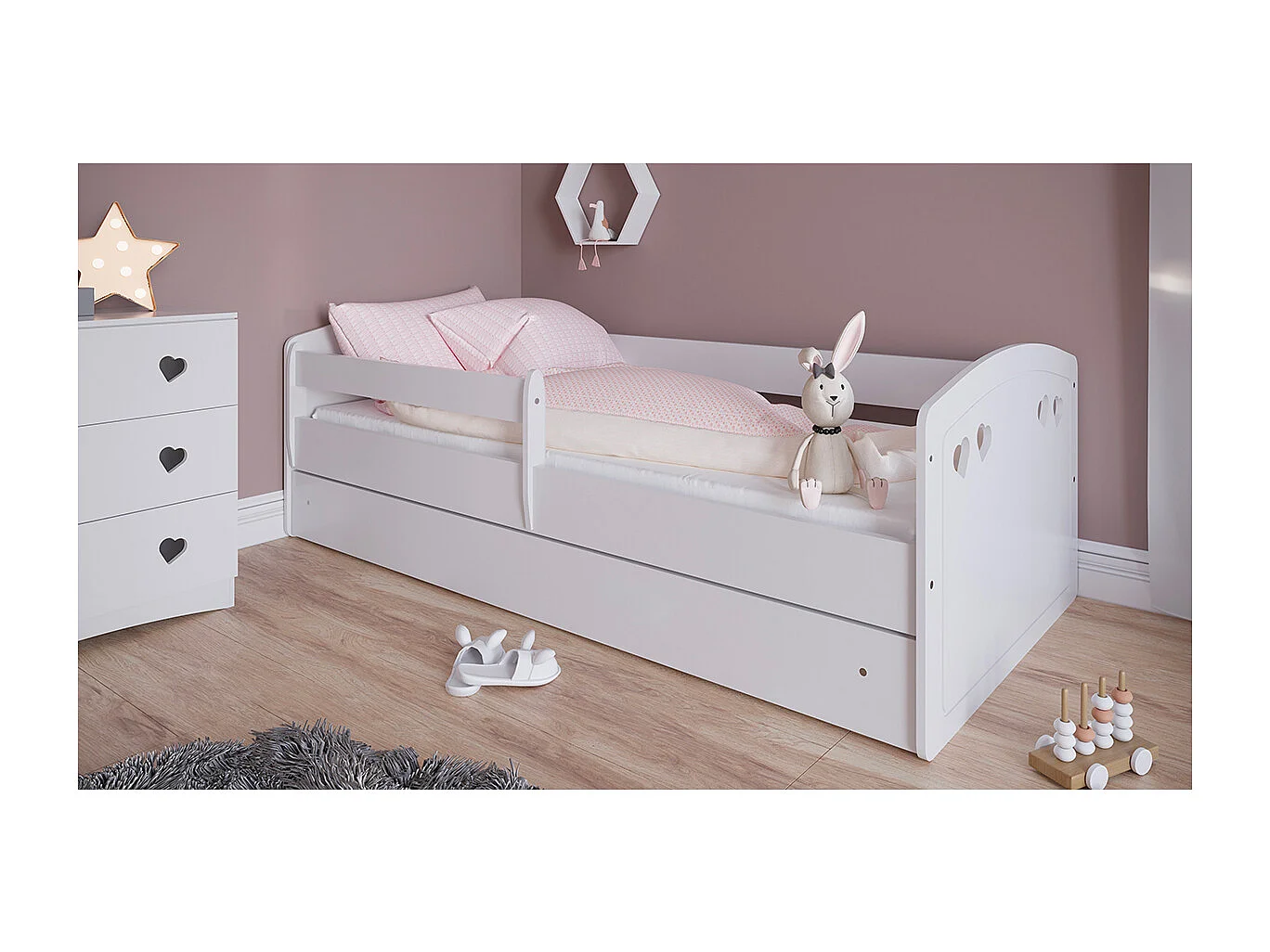 Lit 80x180 sommier et tiroir inclus Julia - Blanc