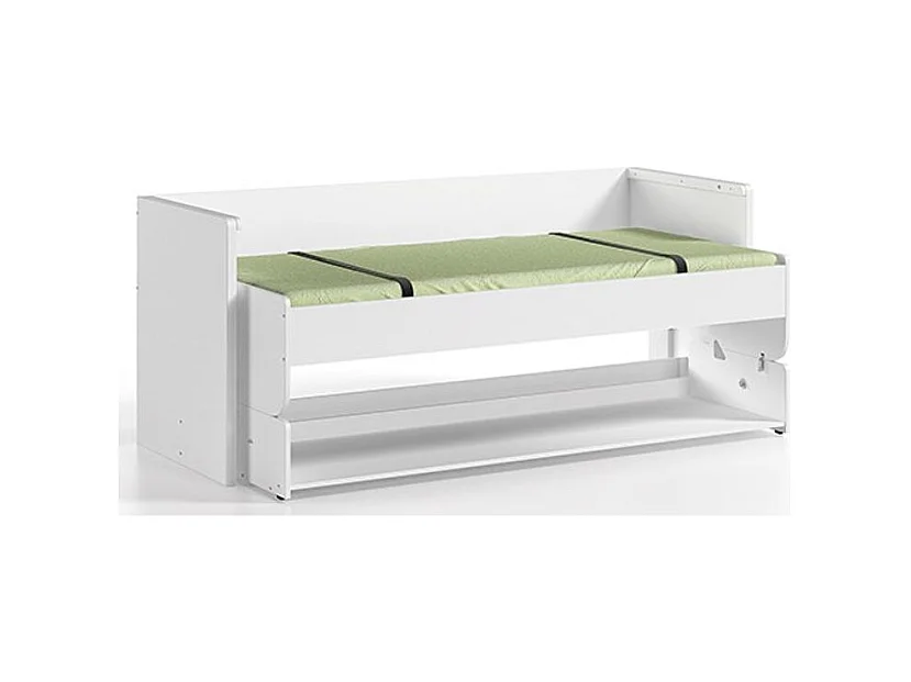 Ombouwbed 90x200 cm tot wit gelakt houten bureau Denver