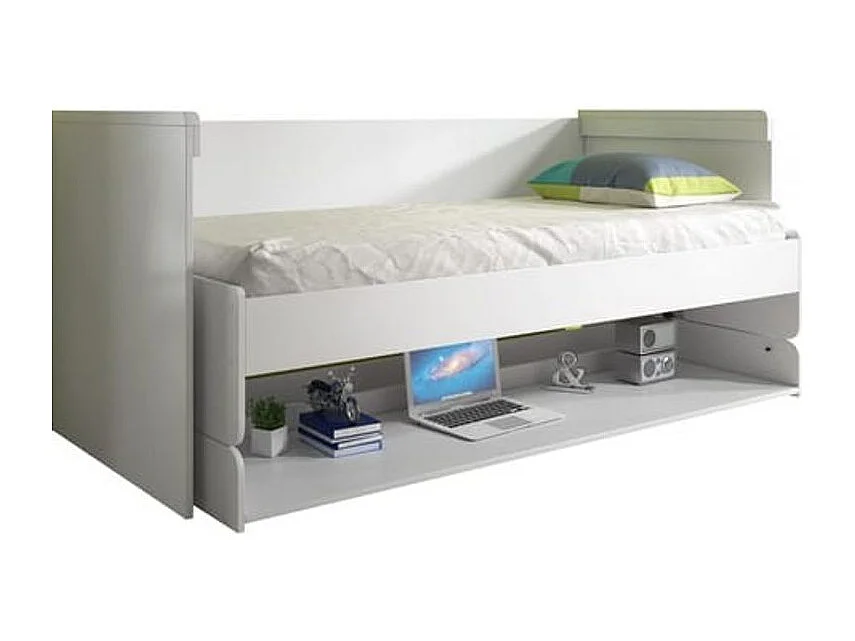 Ombouwbed 90x200 cm tot wit gelakt houten bureau Denver