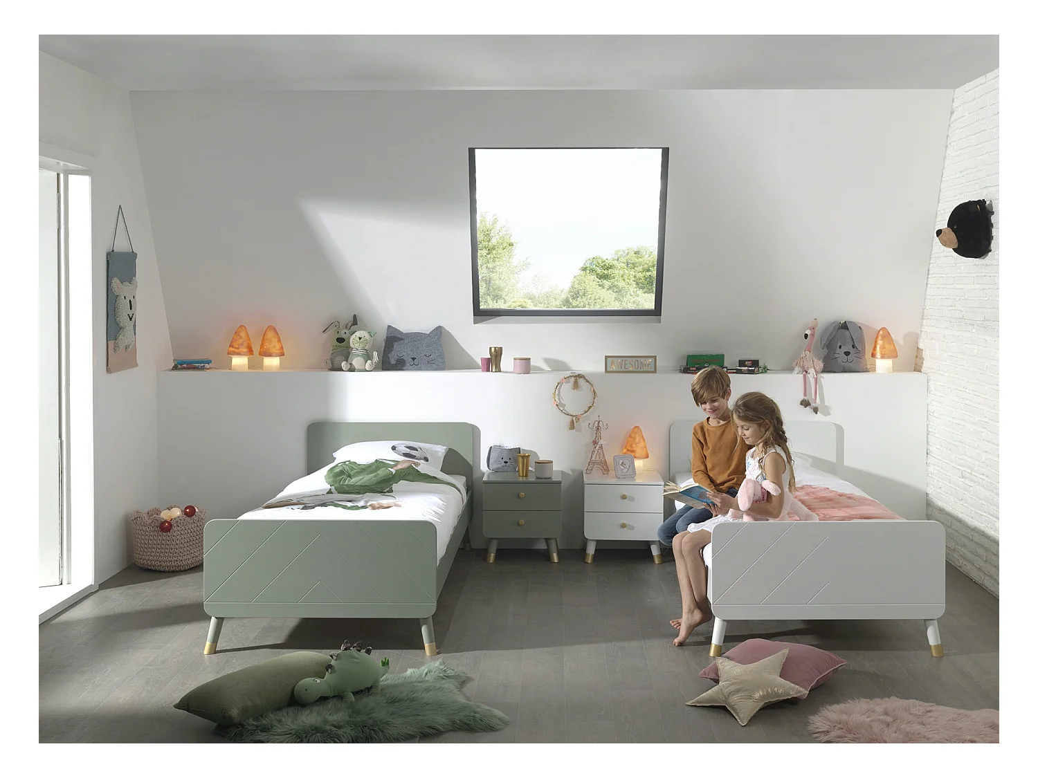 Lit Enfant en Bois Massif "Billy" 90x200cm Vert