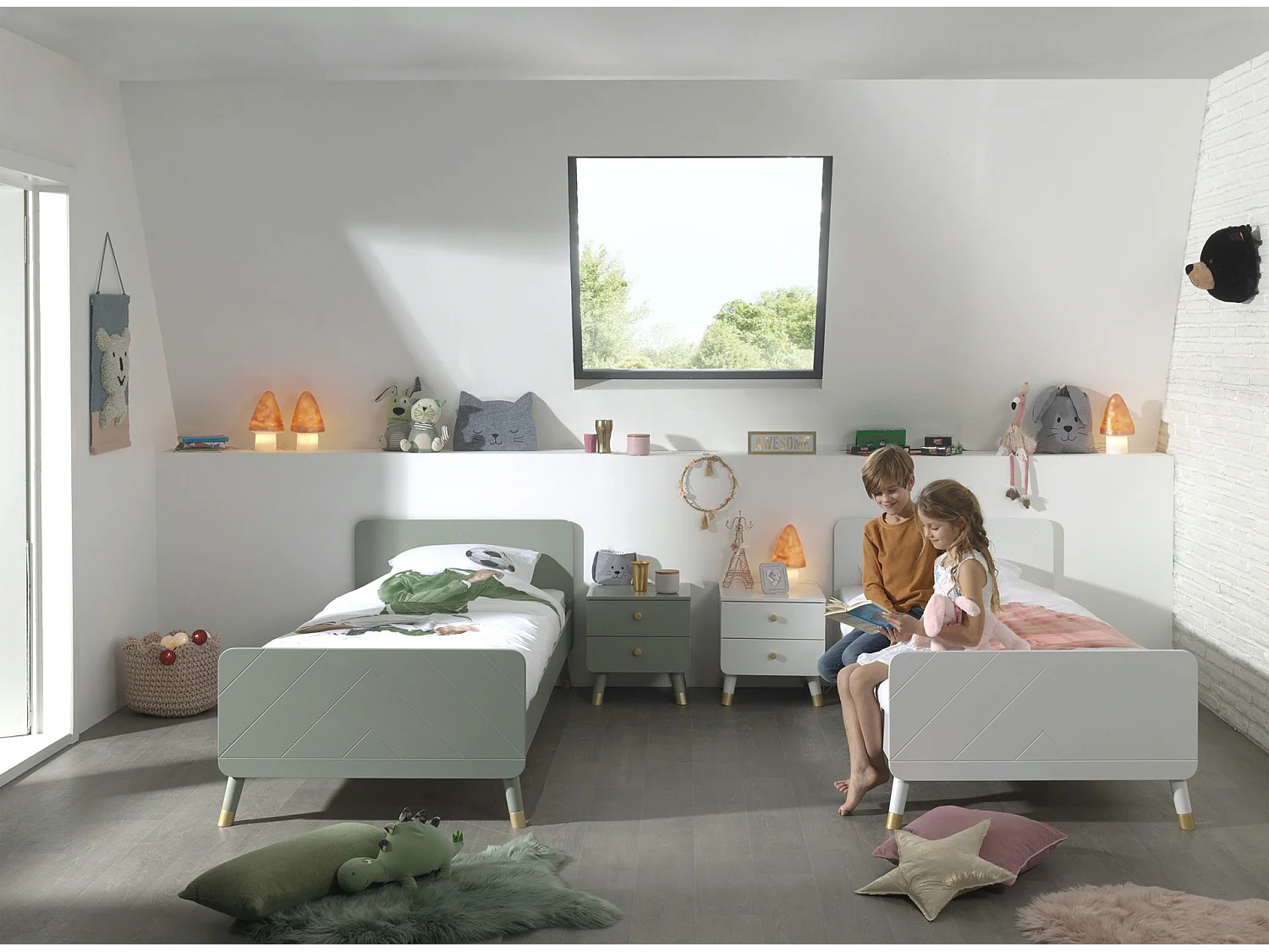 Lit Enfant en Bois Massif "Billy" 90x200cm Vert