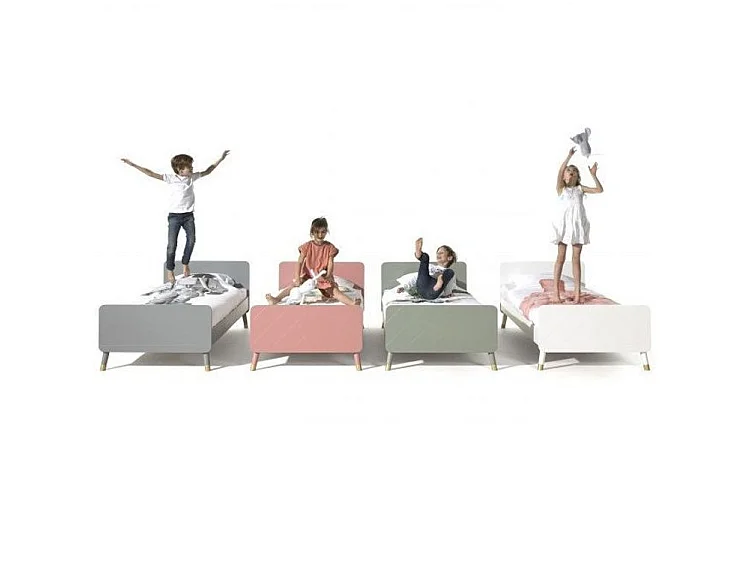 Cama infantil 90x200 cm con base de madera verde satinada Funy