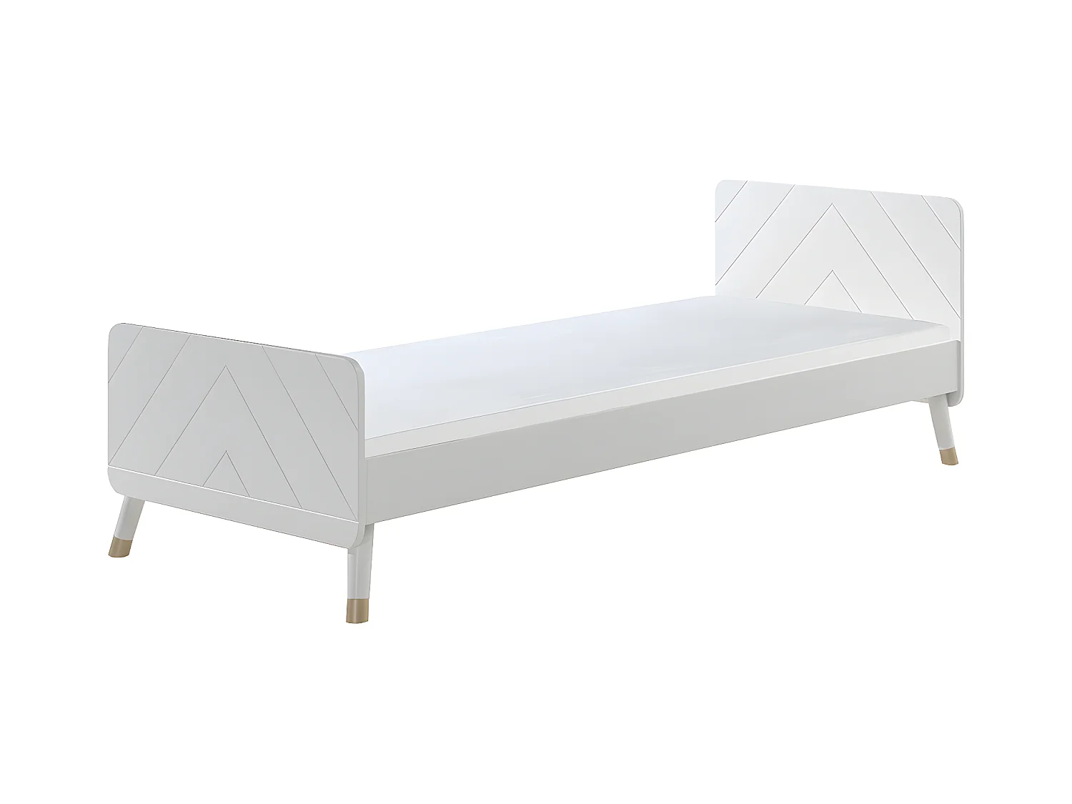 Lit Enfant en Bois Massif "Billy" 90x200cm Blanc