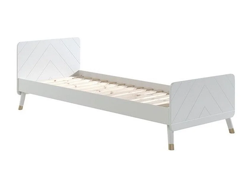 Kinderbed 90x200 cm met satijnwit houten onderstel Funy