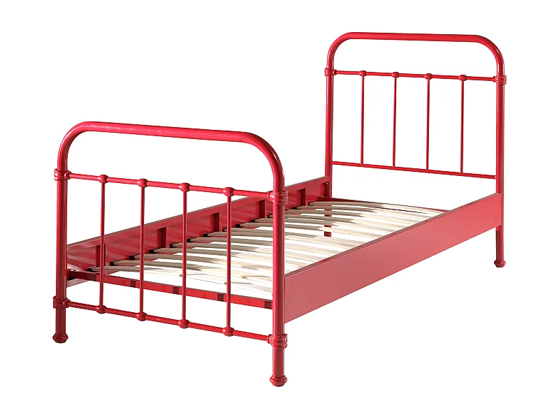 Lit Enfant Métal "New York" 90x200cm Rouge