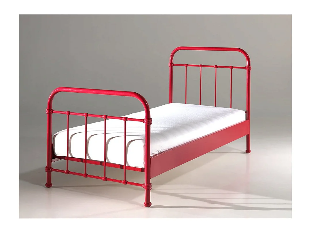 Lit Enfant Métal "New York" 90x200cm Rouge