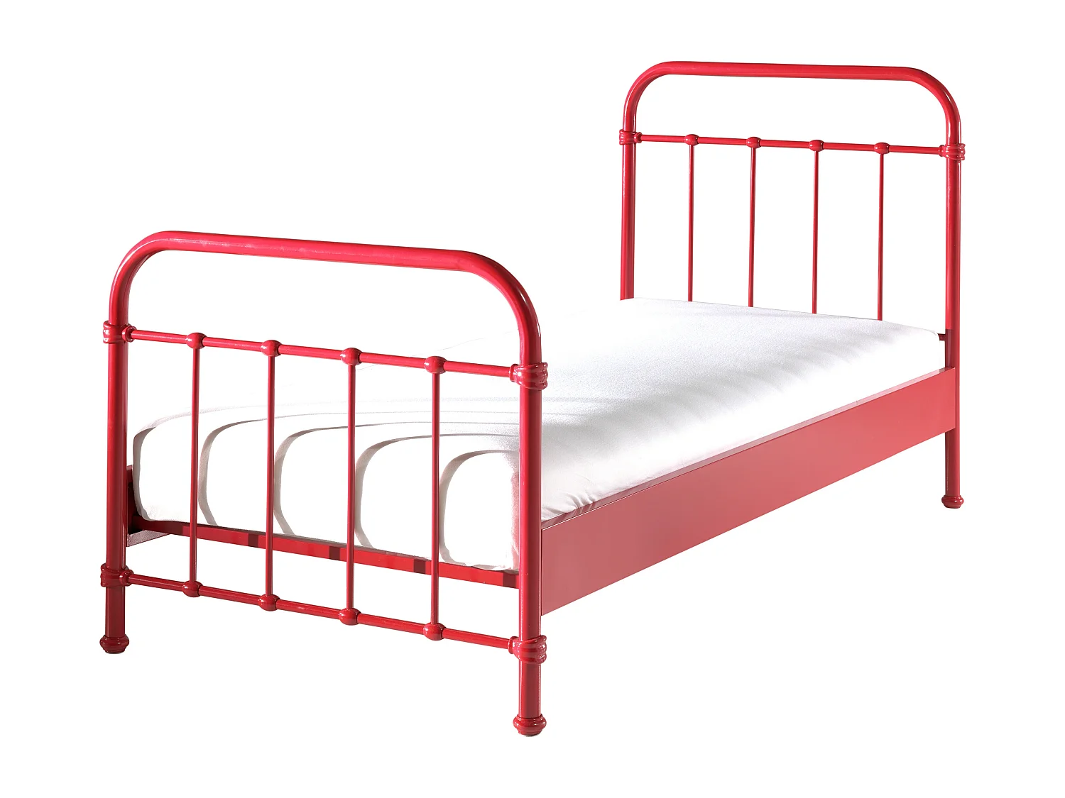 New York rood metalen eenpersoonsbed 90x200 cm