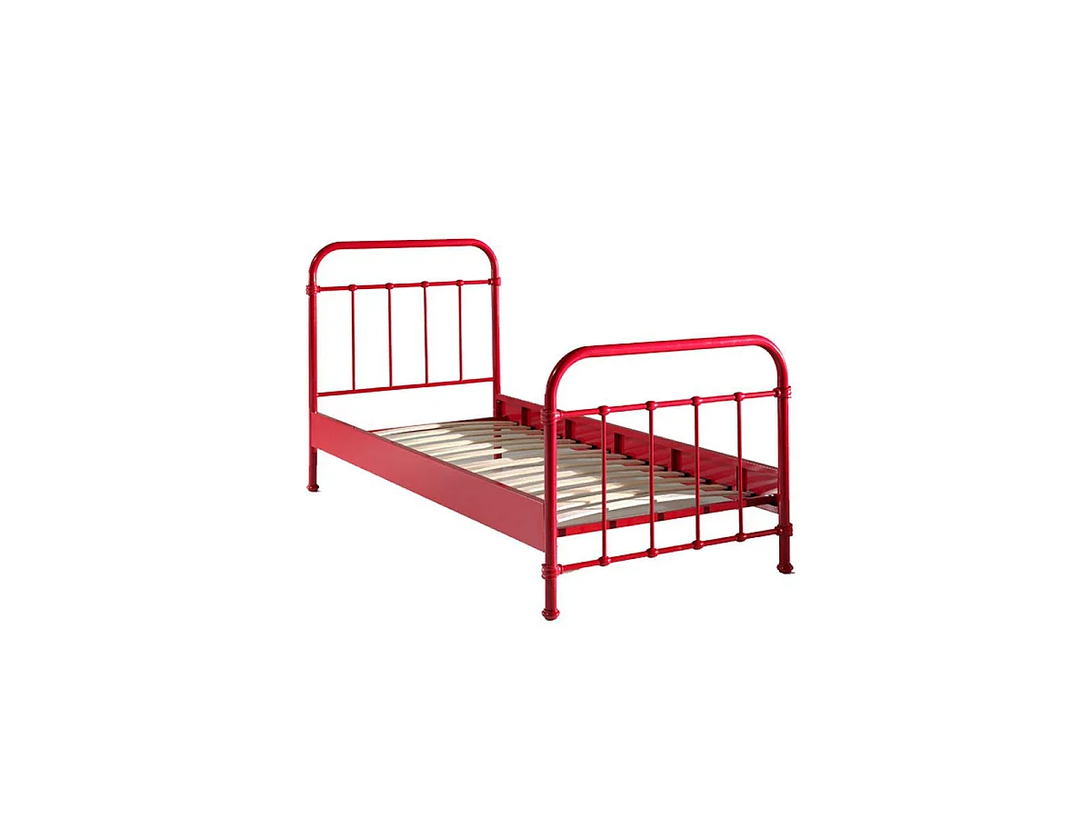 Lit Enfant Métal "New York" 90x200cm Rouge