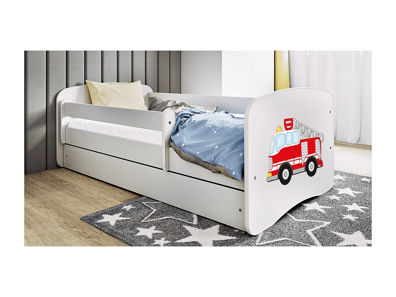 Cama 180 X 80 Cm Kocot Kids Com Gaveta Babydreams Fire Brigade White