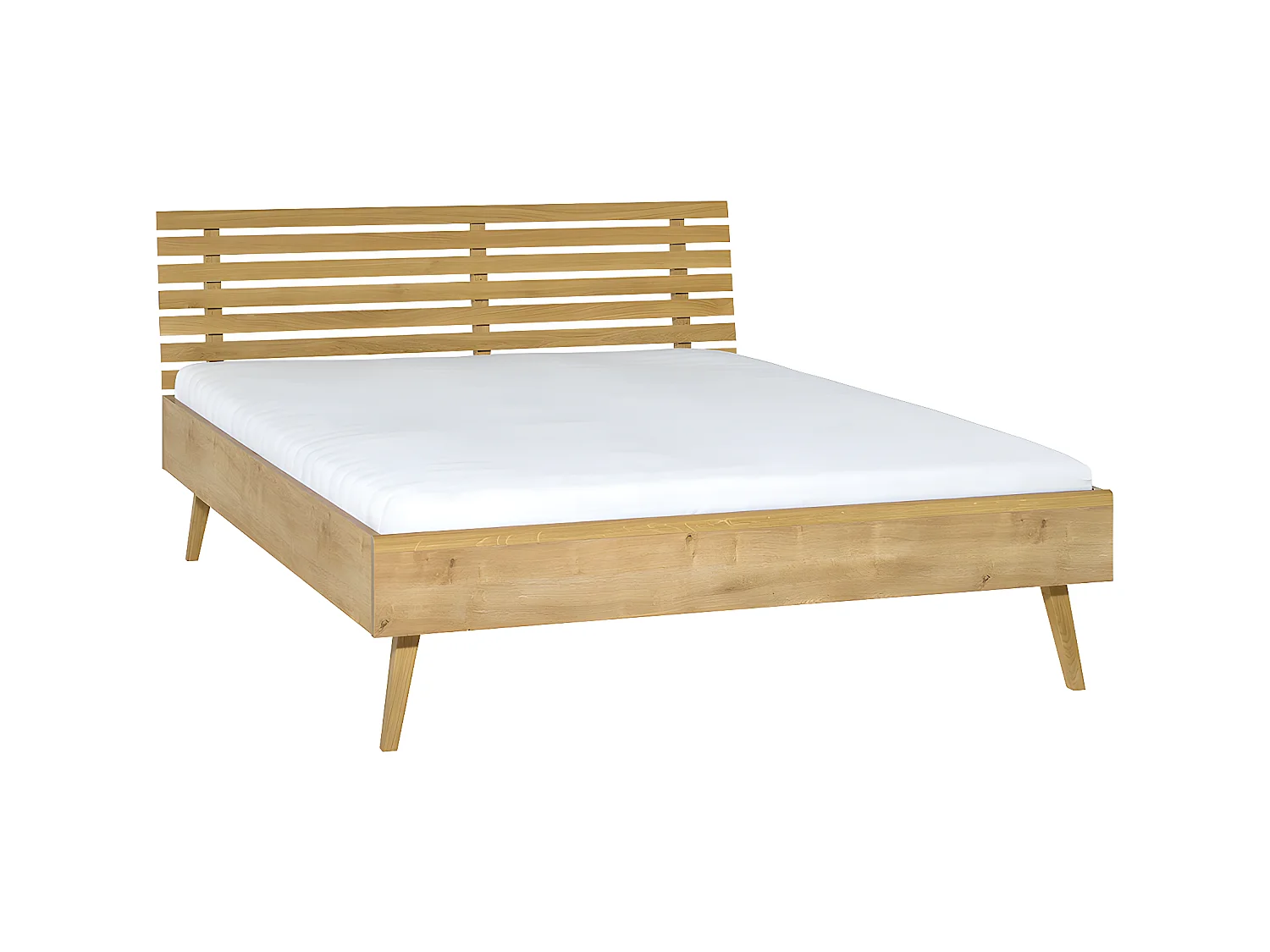 Lit 140x200cm tête ajourée Nature Bois