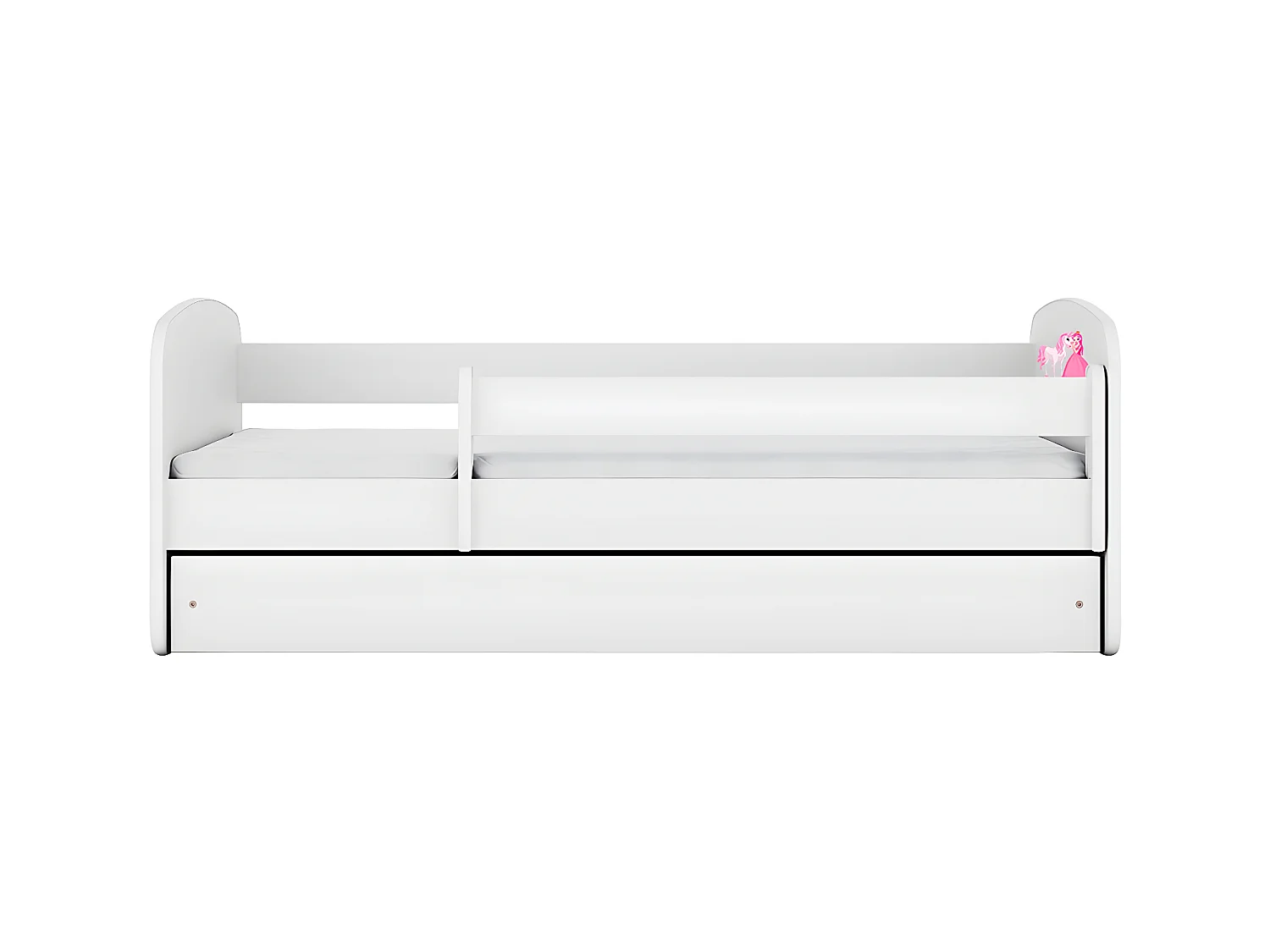 Kinderbett Prinzessin Pferd  mit Schublade Weiß 180/80 | Jugendbett