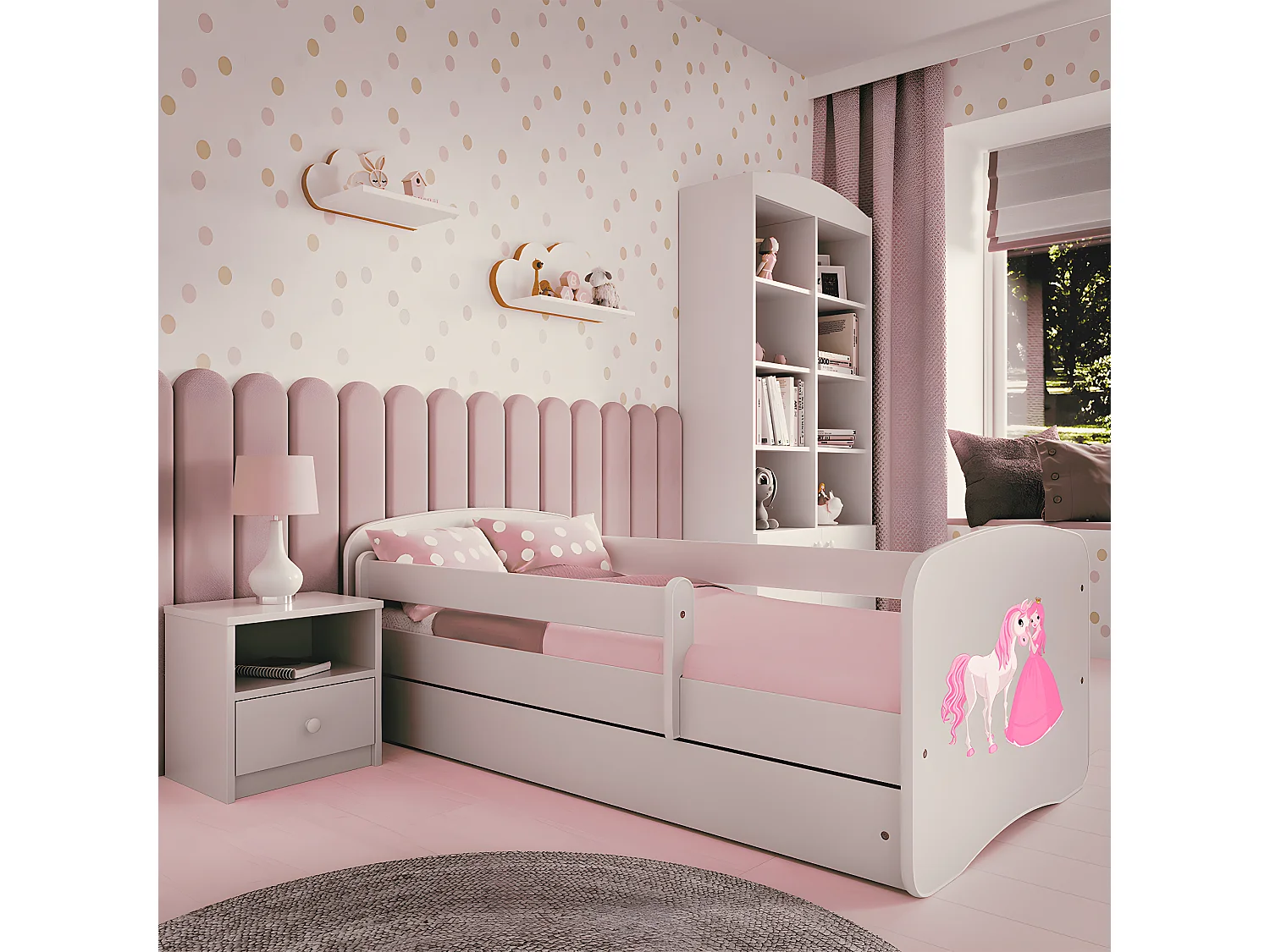 Cama 180 X 80 Cm Kocot Kids Com Gaveta Babydreams Princess And Horse White