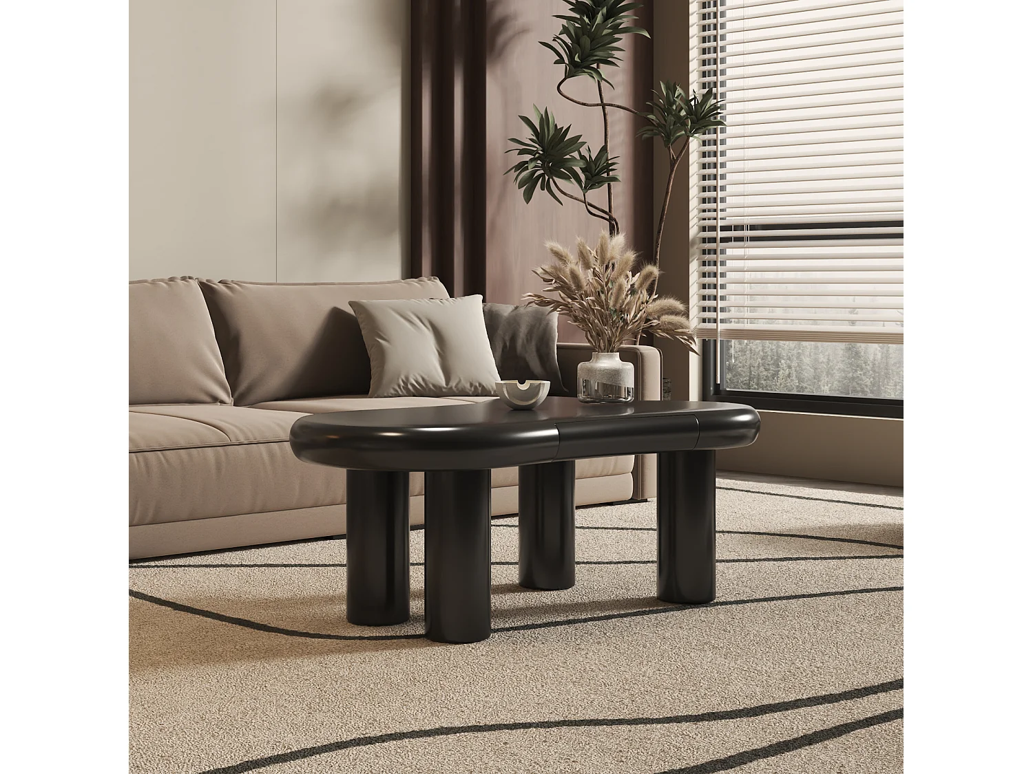 Table Basse en MDF Noir Effet Nuage avec  LED 16 Couleurs et tiroirs - avec Espace de Rangement