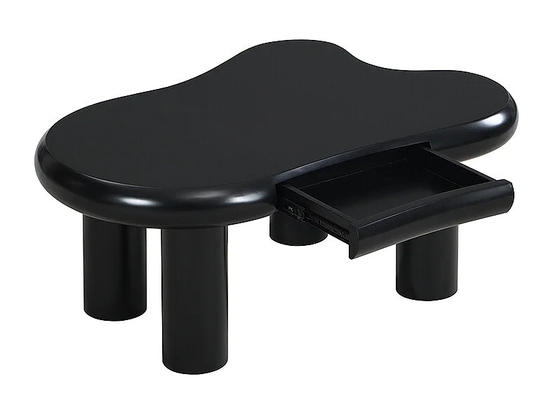 Table Basse en MDF Noir Effet Nuage avec  LED 16 Couleurs et tiroirs - avec Espace de Rangement