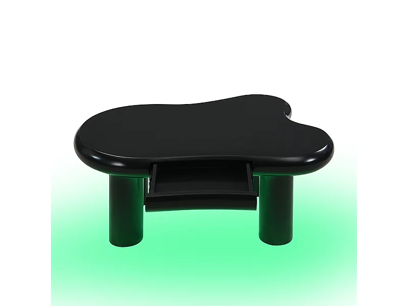 Table Basse en MDF Noir Effet Nuage avec  LED 16 Couleurs et tiroirs - avec Espace de Rangement