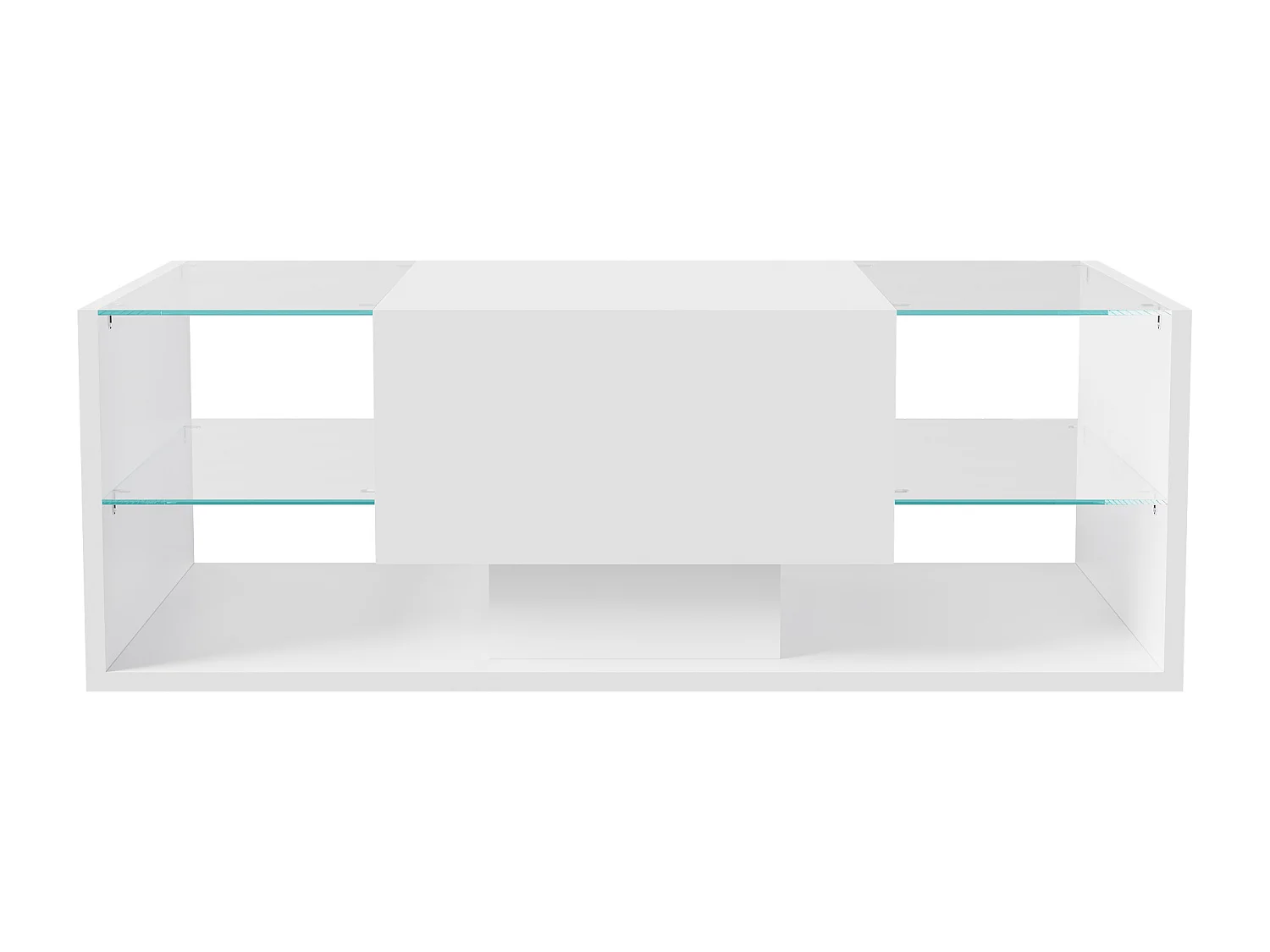 Tavolino da caffè sospeso con illuminazione LED bianca, 100 x 50 x 35 cm, piano in vetro temperato, lucido