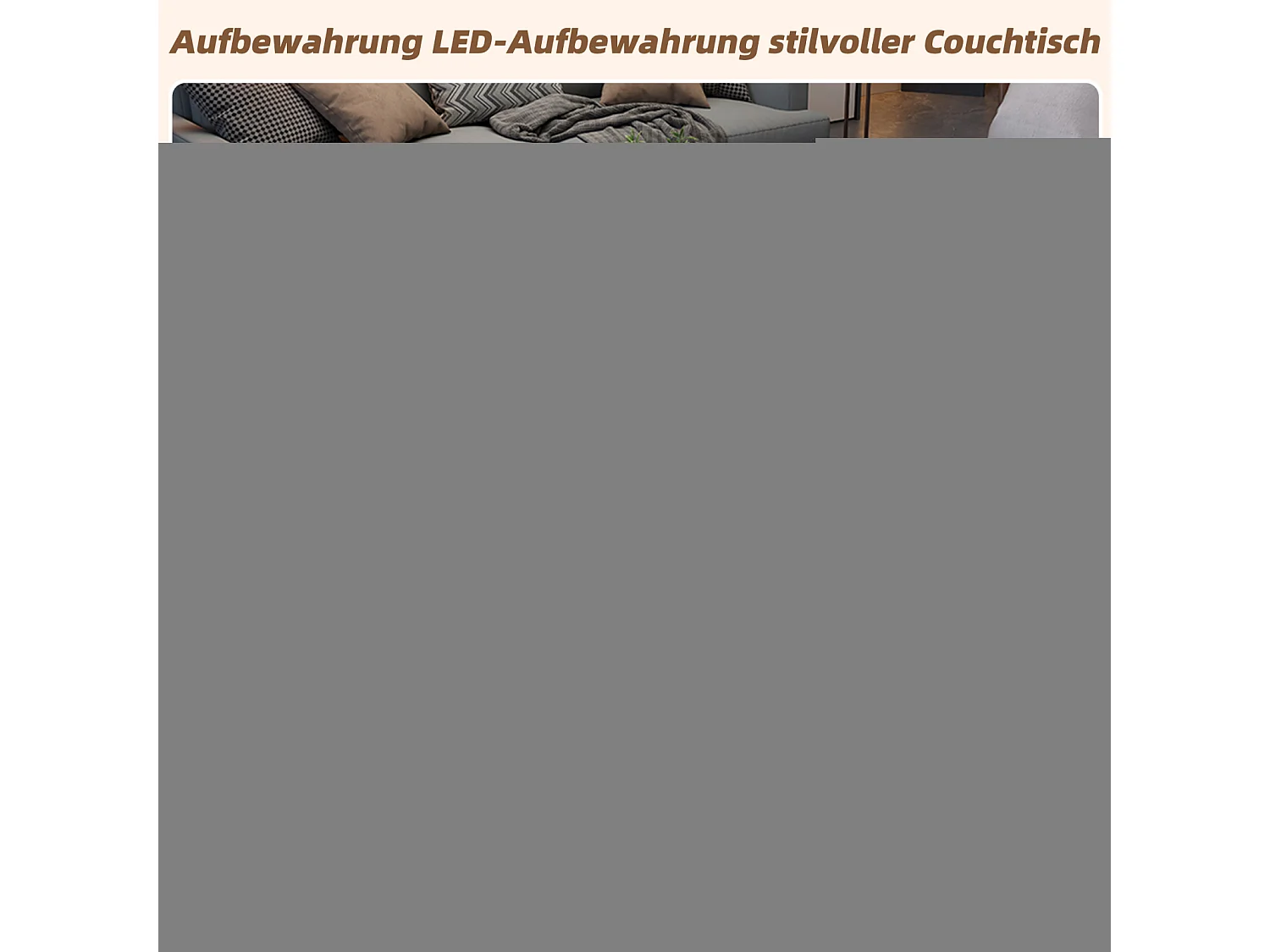 Mesa de centro com iluminação LED, função de armazenamento, mesa de centro retangular de dois níveis, branca