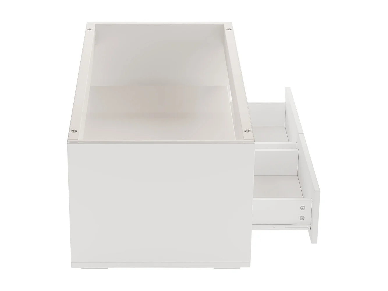 Table Basse Moderne avec LED, Table rectangulaire avec 2 Grands tiroirs, Blanc, 100 × 50 × 40 cm