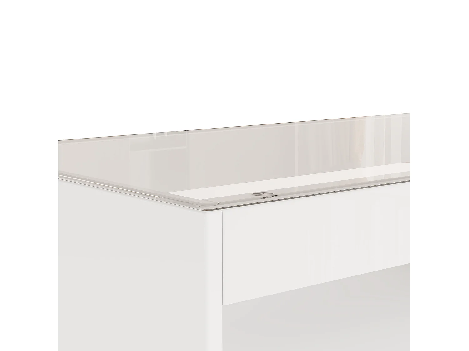 Table Basse Moderne avec LED, Table rectangulaire avec 2 Grands tiroirs, Blanc, 100 × 50 × 40 cm