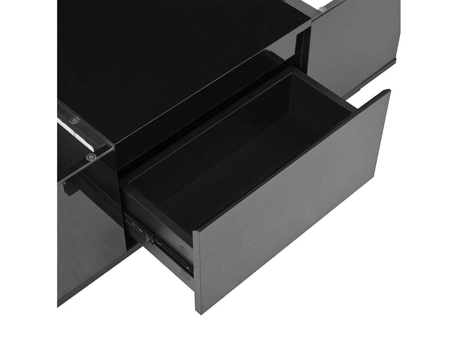 Table basse moderne et minimaliste de 105 cm avec rangement, éclairage LED d'ambiance, Noir