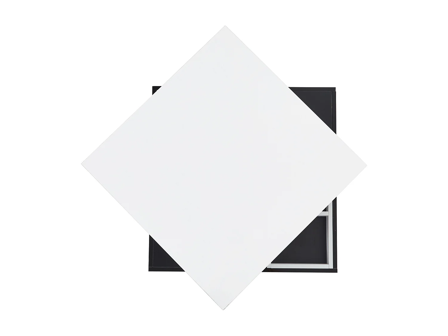 Table Basse carrée avec Rotation à 360 degrés -  avec compartiment de rangement, noir + blanc