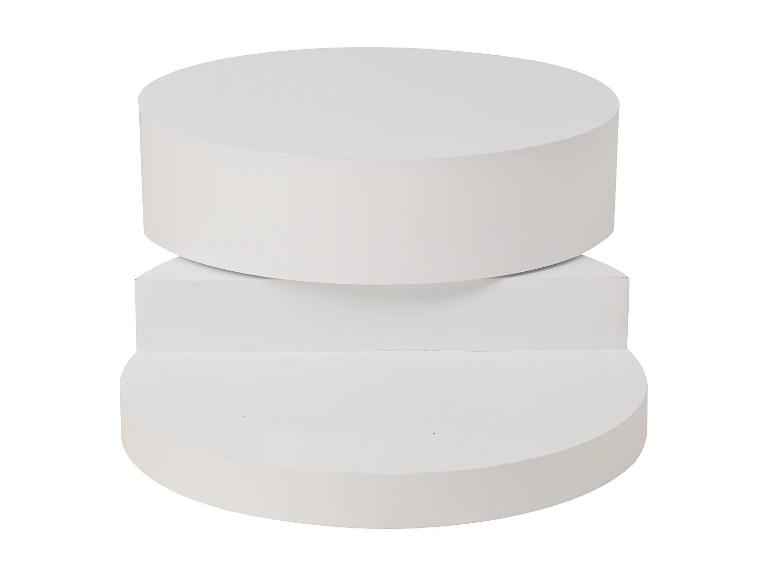 Mesa de centro - 70x70x35,5cm - Tampo giratório 360° - com faixa de LED de 16 cores - Branca