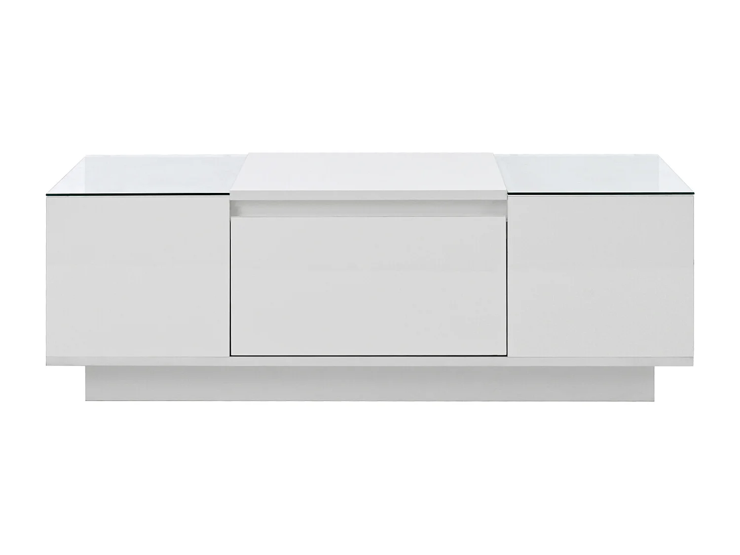 Table basse moderne et minimaliste de 105 cm avec rangement, éclairage LED d'ambiance, Blanc
