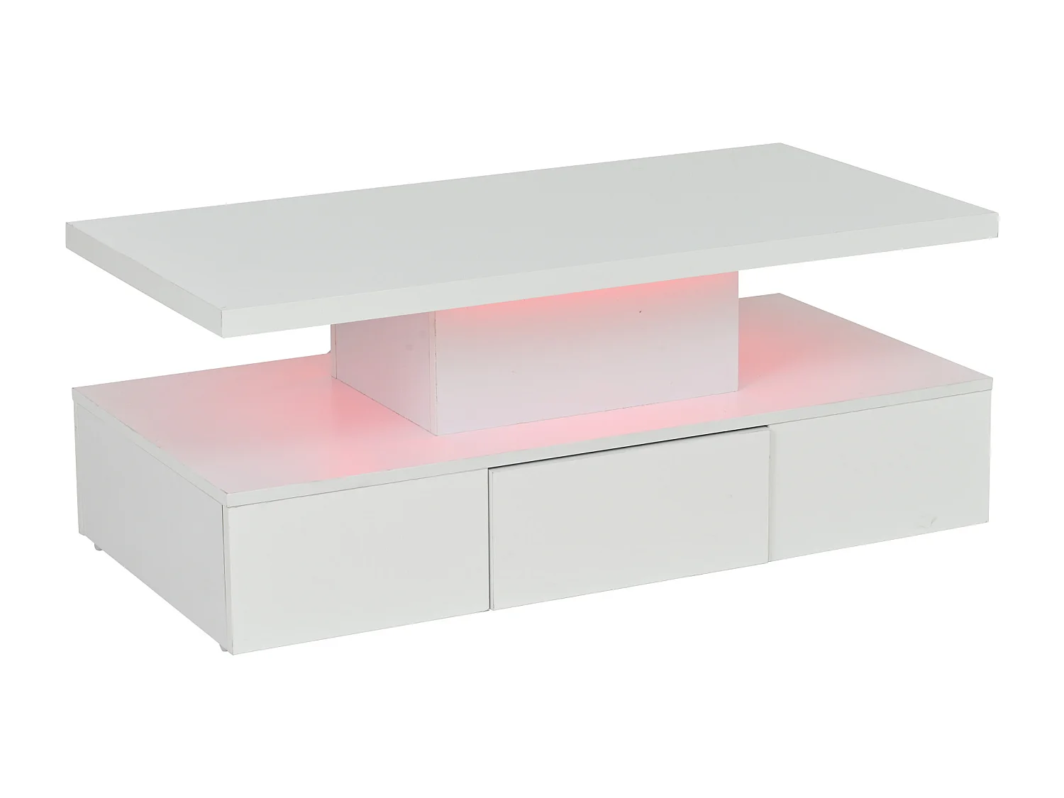 Salontafel met 2 lagen, 16 kleuren, schuifladen en displayplank, wit