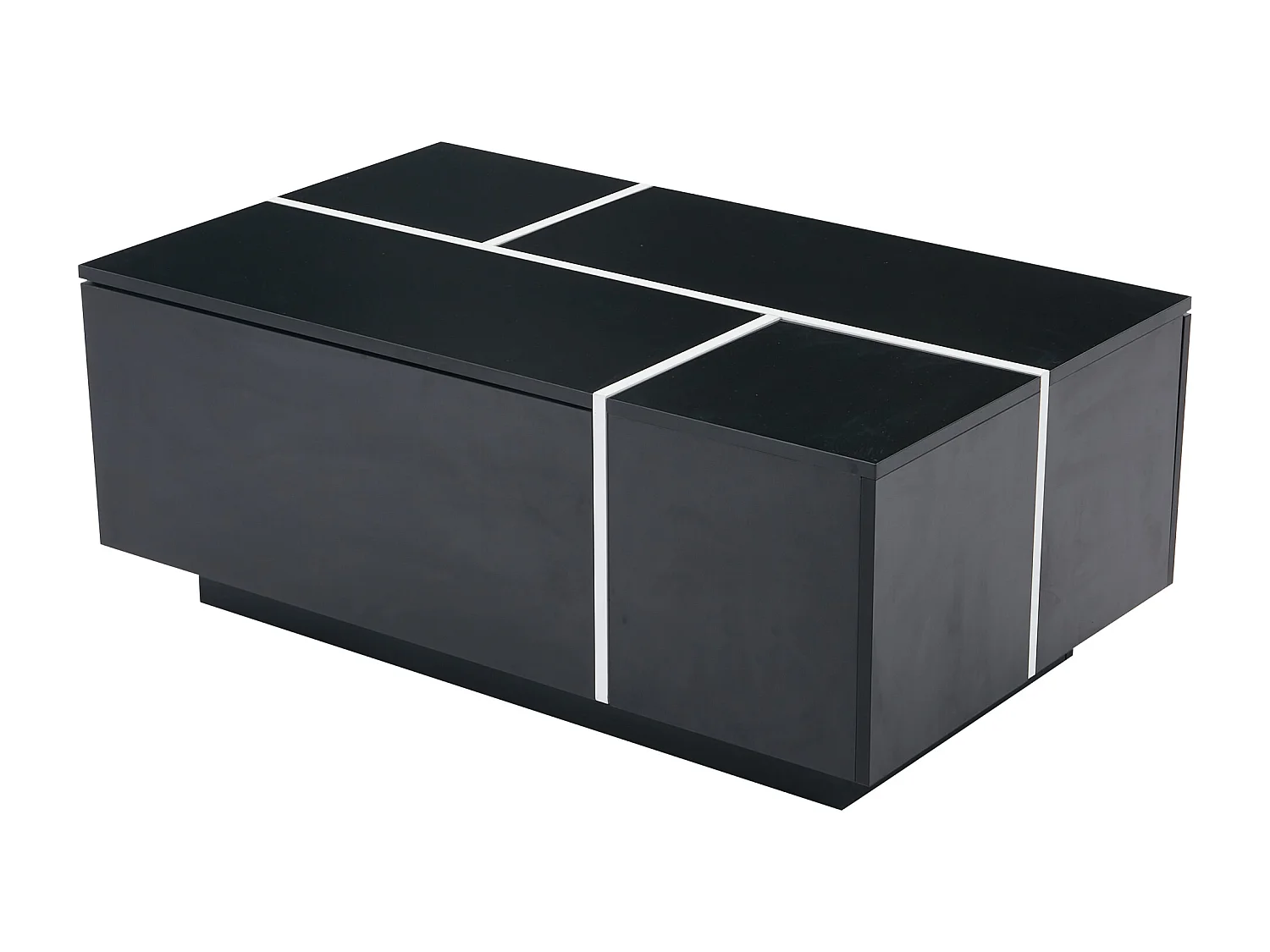 Table Basse carrée Moderne 100 x 60 x 40 cm, Table de Salon avec 4 tiroirs, Plateau Coulissant, Noir