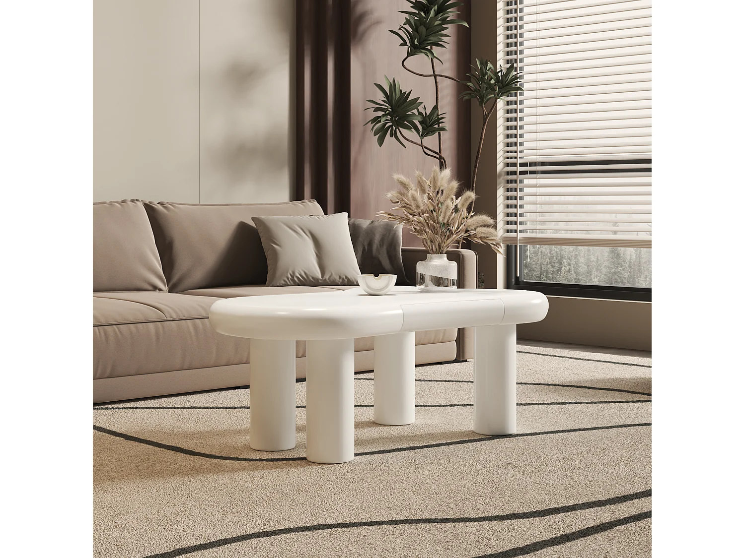 Table Basse en MDF Blanc Effet Nuage avec  LED 16 Couleurs et tiroirs - avec Espace de Rangement