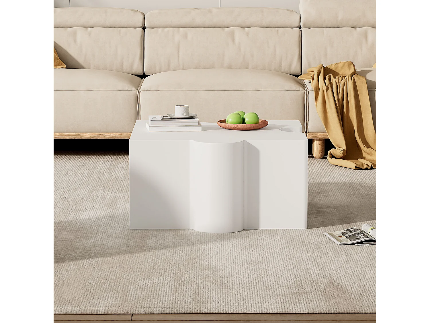 Table Basse avec Rangement, Capacité 30 kg, MDF, 65 x 65 x 32 cm - Blanc