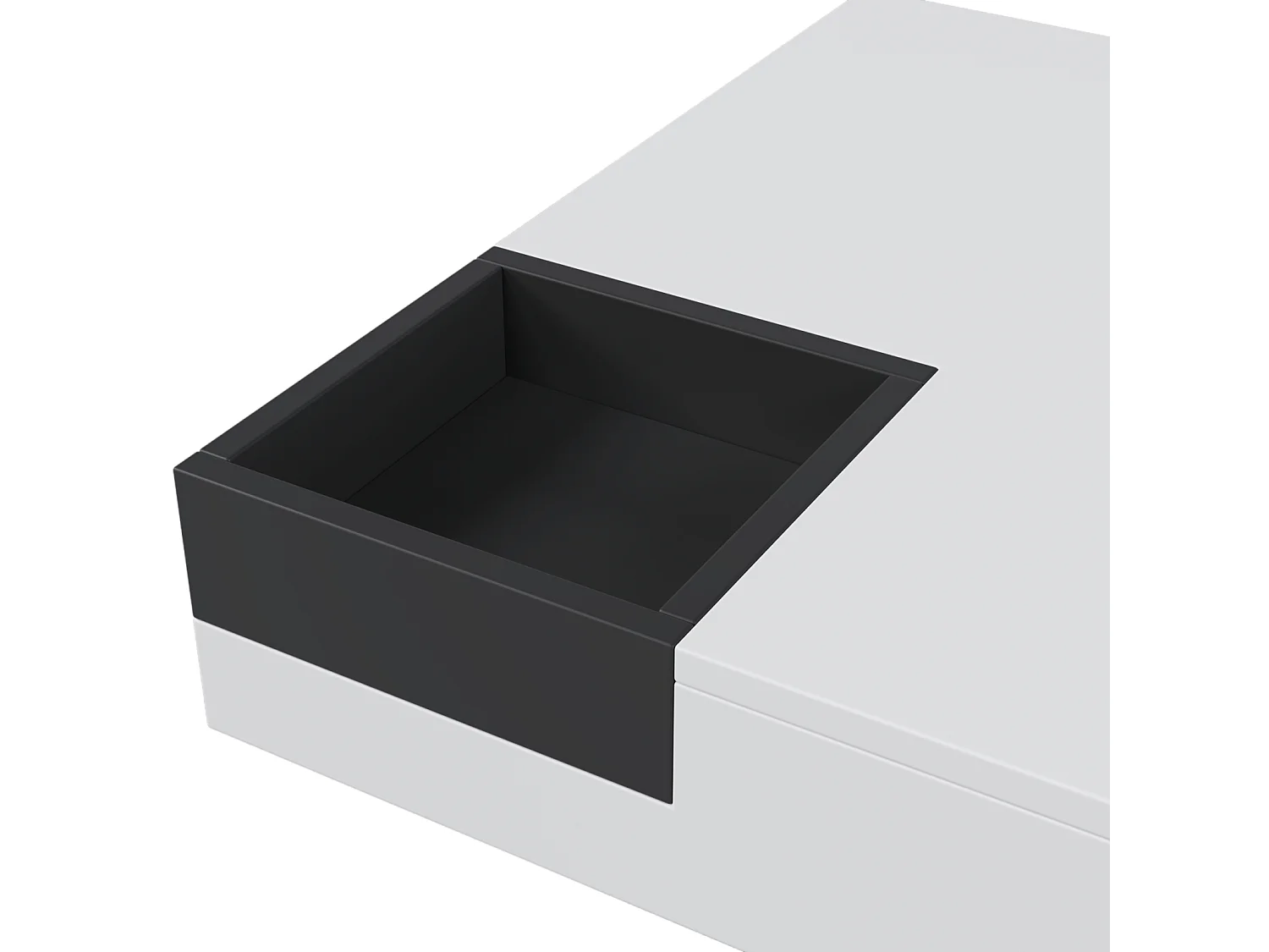 Table Basse Carrée Moderne Design avec Boîte de Rangement Amovible, Table d'appoint blanc&noir