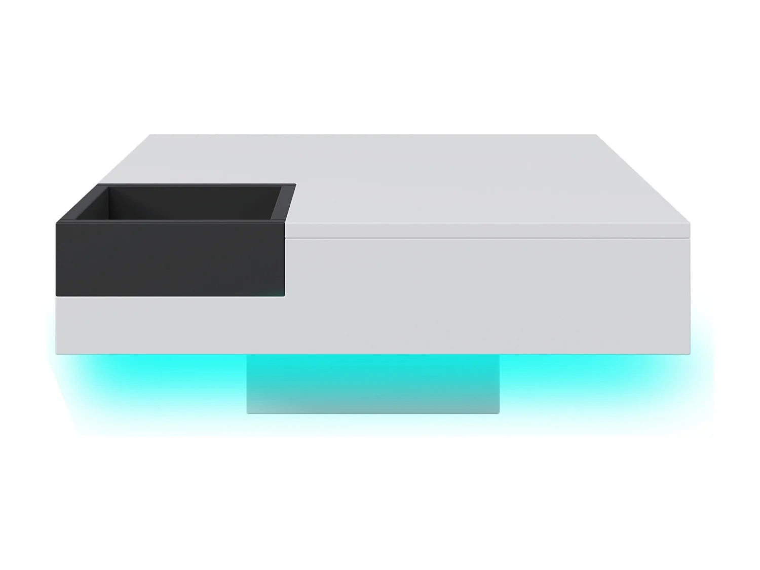 Table Basse Carrée Moderne Design avec Boîte de Rangement Amovible, Table d'appoint blanc&noir